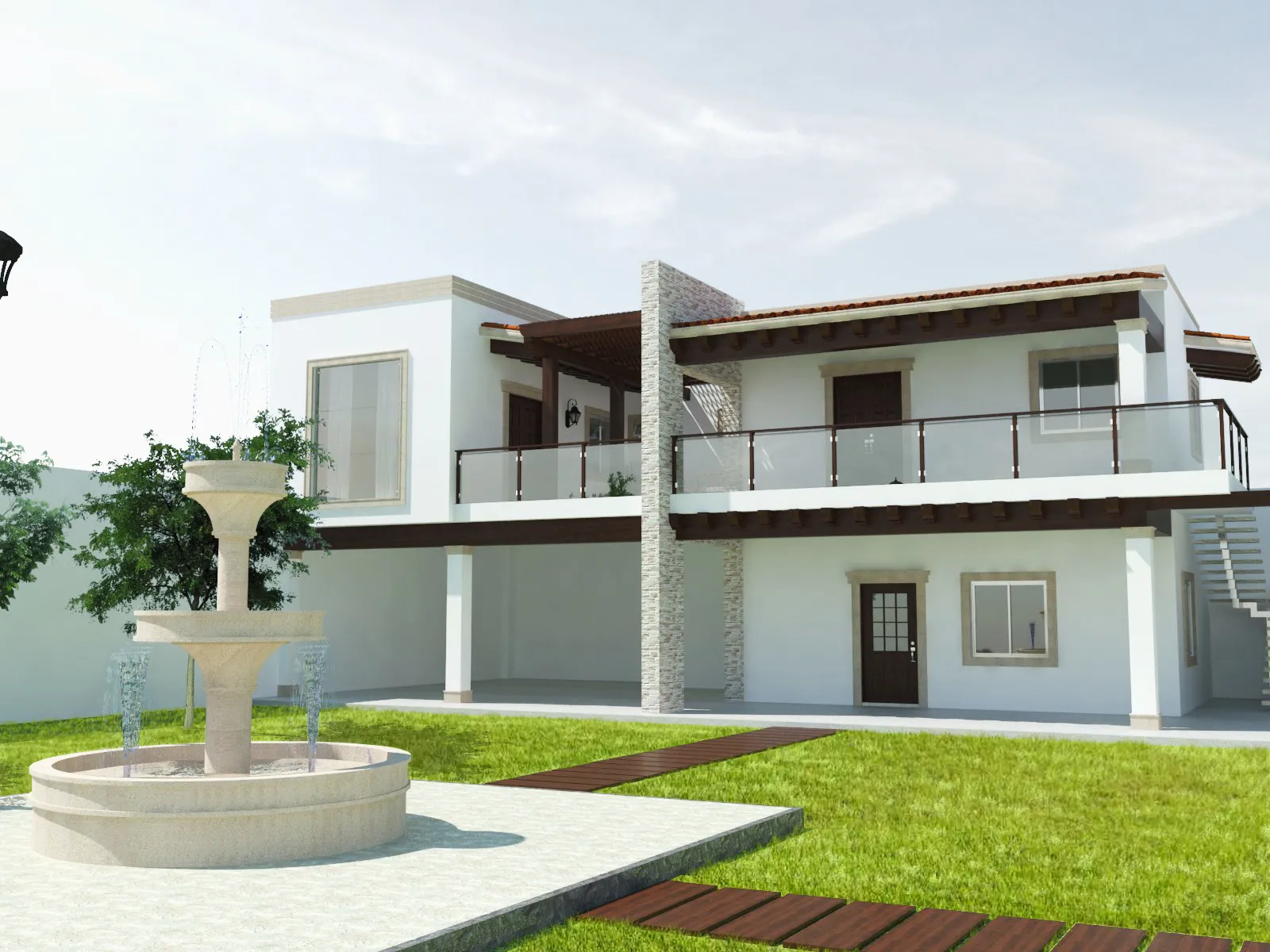 Render 3D Fachada Moderna