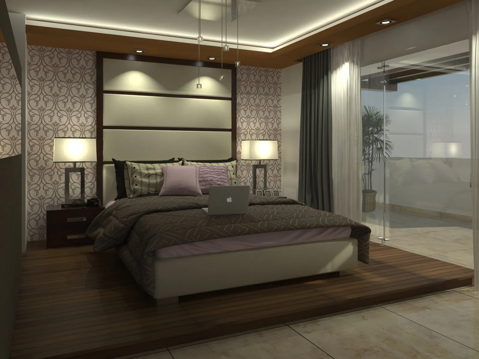 Render 3D Recámara Terraza